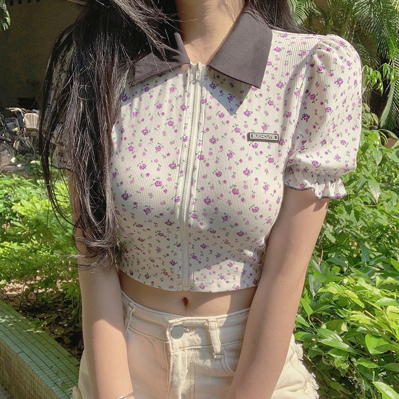 Áo Thun Tay Ngắn In Hoa Thời Trang Nữ Tính