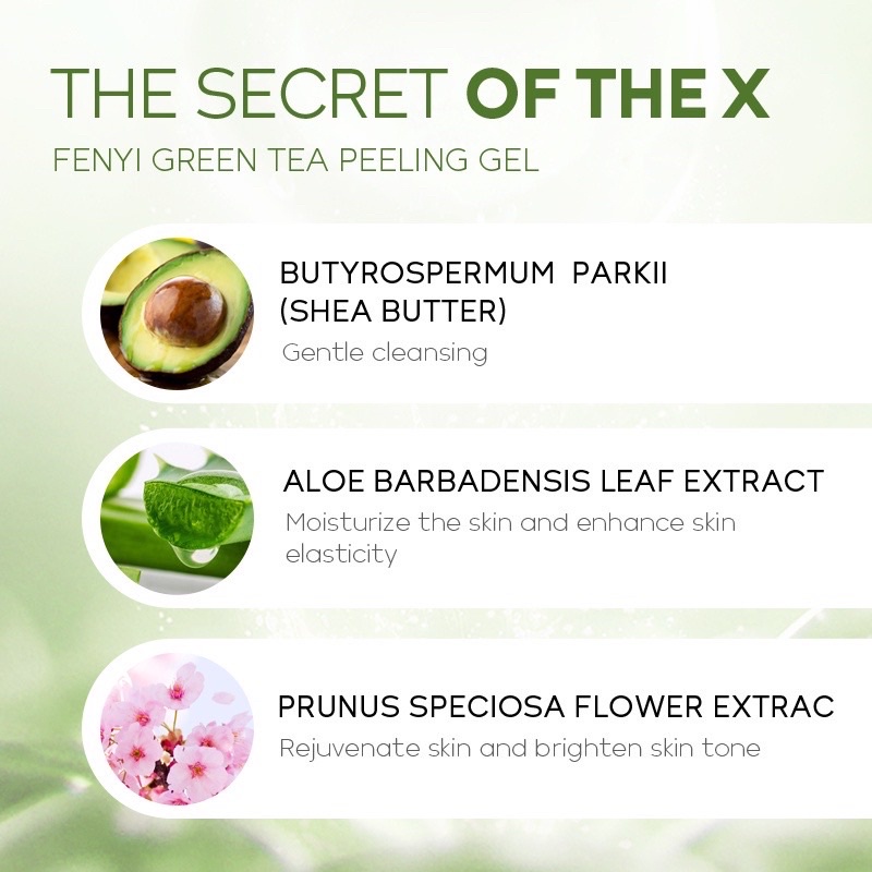 Tuýp Tẩy Da Chết Trà Xanh GEL FENYI PEELING GREEN TEA Trắng Da Tri Mụn Hút Dầu Nhờn Gel Tẩy Tế Bào Da Chết FENYI LAIKOU