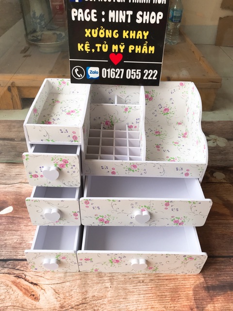 kệ đựng mĩ phẩm max plus 35cm màu hoa nhí núm tim siêu to