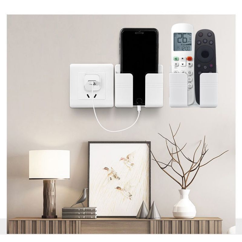 Giá Dán Tường Để Remote, Sạc Điện Thoại Và Đồ Dùng Cá Nhân, Nhựa Bền.