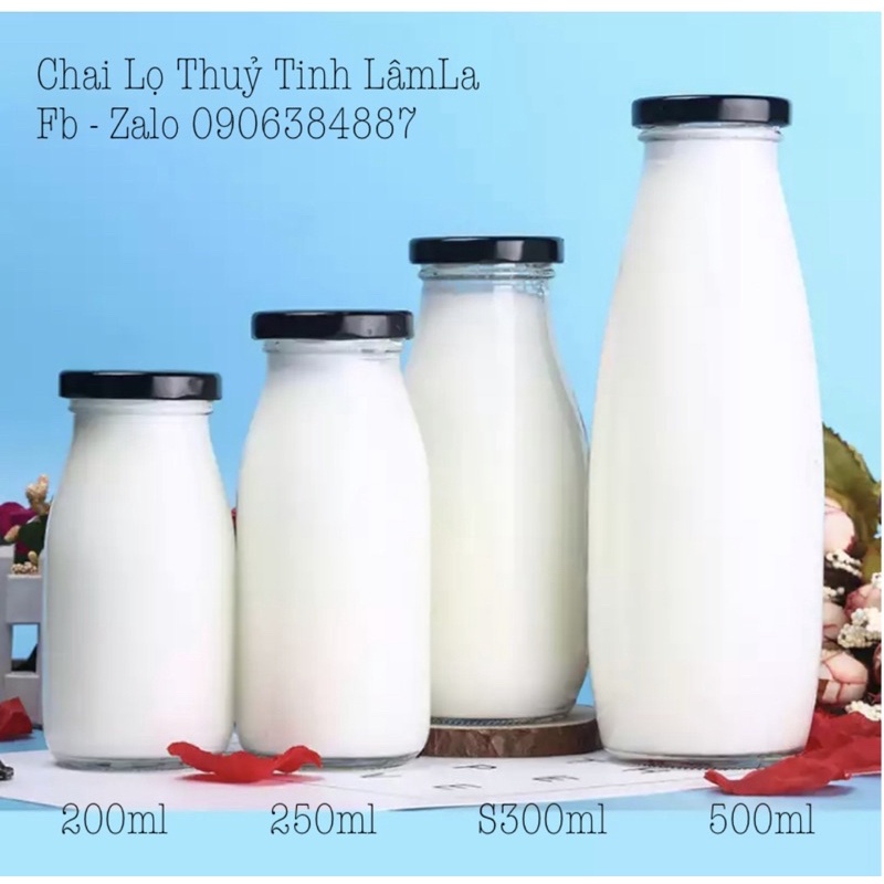 Chai Thuỷ Tinh Đựng Sữa 500ml - 1000ml Nắp Thiếc