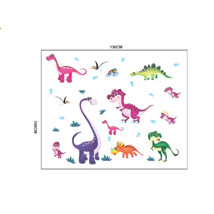 Decal dán tường - Khủng long lớn đủ màu 02