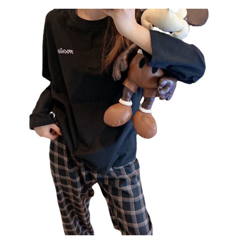 Bộ Đồ Ngủ Dài Tay Phong Cách Hàn Quốc Đơn Giản Thời Trang Xuân Thu SC3507