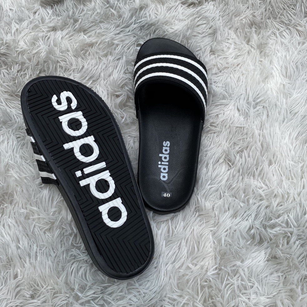 Dép quai ngang ADIDAS dép Unisex nam nữ đế cao su êm chân bền chắc thời trang BA SỌC ĐẾ CHỮ