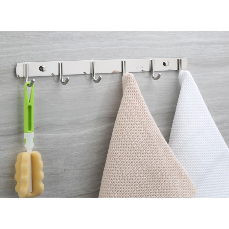 MÓC TREO QUẦN ÁO NHÀ TẮM 6 CHẤU INOX 304 BÓNG - RANOX MT002