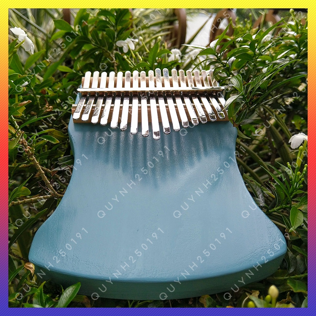 Đàn Kalimba 17 Phím Màu Xanh Gỗ Manhogany Dáng Khuyết - Tặng Full Phụ Kiện