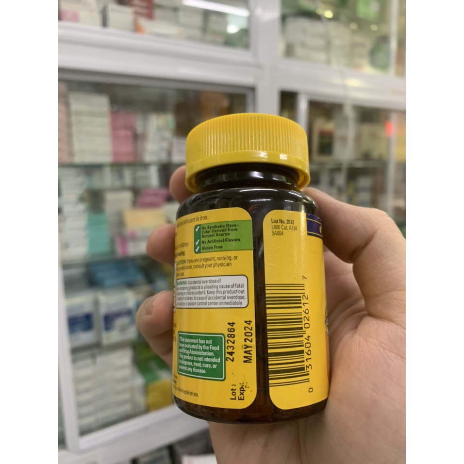 Viên uống Bổ Máu Iron 65mg Nature Made 180 viên của Mỹ - Bổ sung sắt