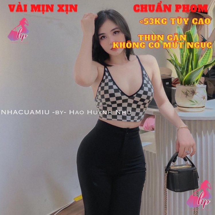 áo hai dây nữ croptop body chất thun gân caro kiểu hàn quốc thời trang tôn dáng sang chảnh alohashop91
