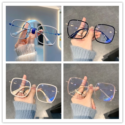Mắt Kính Gọng Vuông Lớn Bằng Kim Loại Chống Ánh Sáng Xanh Thời Trang Cho Nữ mắt kính vuông gọng kim loại