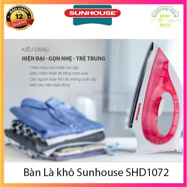 [ Giá Gốc ] Bàn Là, Bàn Ủi Quần Áo Nhanh Gọn, Tiện Lợi Sunhouse SHD1072