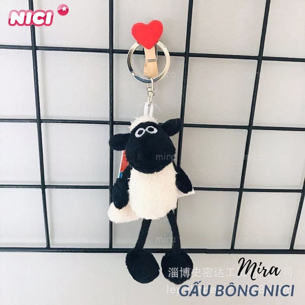 Móc Khóa Gấu Bông Mini - Hình CỪU SEAN Đeo Cặp, Treo Balo Thương hiệu NICI Quà Sinh Nhật Cho Nữ 10cm MIRA-GB28006