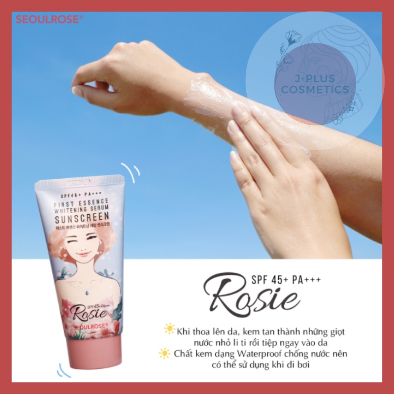 Kem Chống Nắng Seoul Rose Rosie First Essence Whitening Serum Sunscreen SPF45 PA+++ 45ml