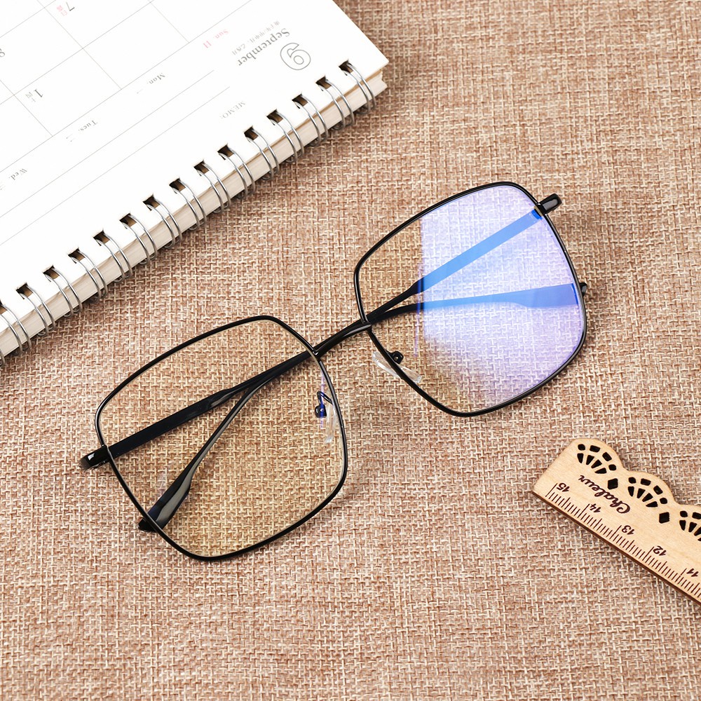 Mắt kính chống ánh sáng xanh gọng kim loại hình vuông thời trang cho nam và nữ