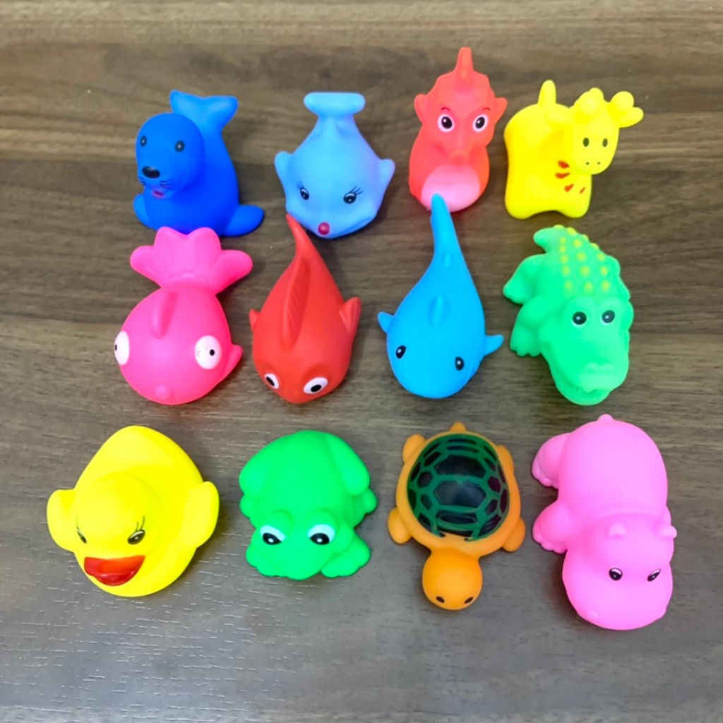 Đồ chơi nhà tắm, set 12 thú thả bồn tắm cho bé, có tiếng kêu thu hút bé