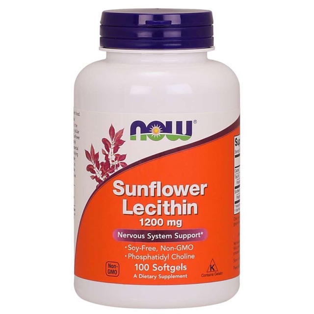 Viên uống chống tắt tia sữa sunflower lecithin now foods 1200mg, shop mẹ nhi organic.