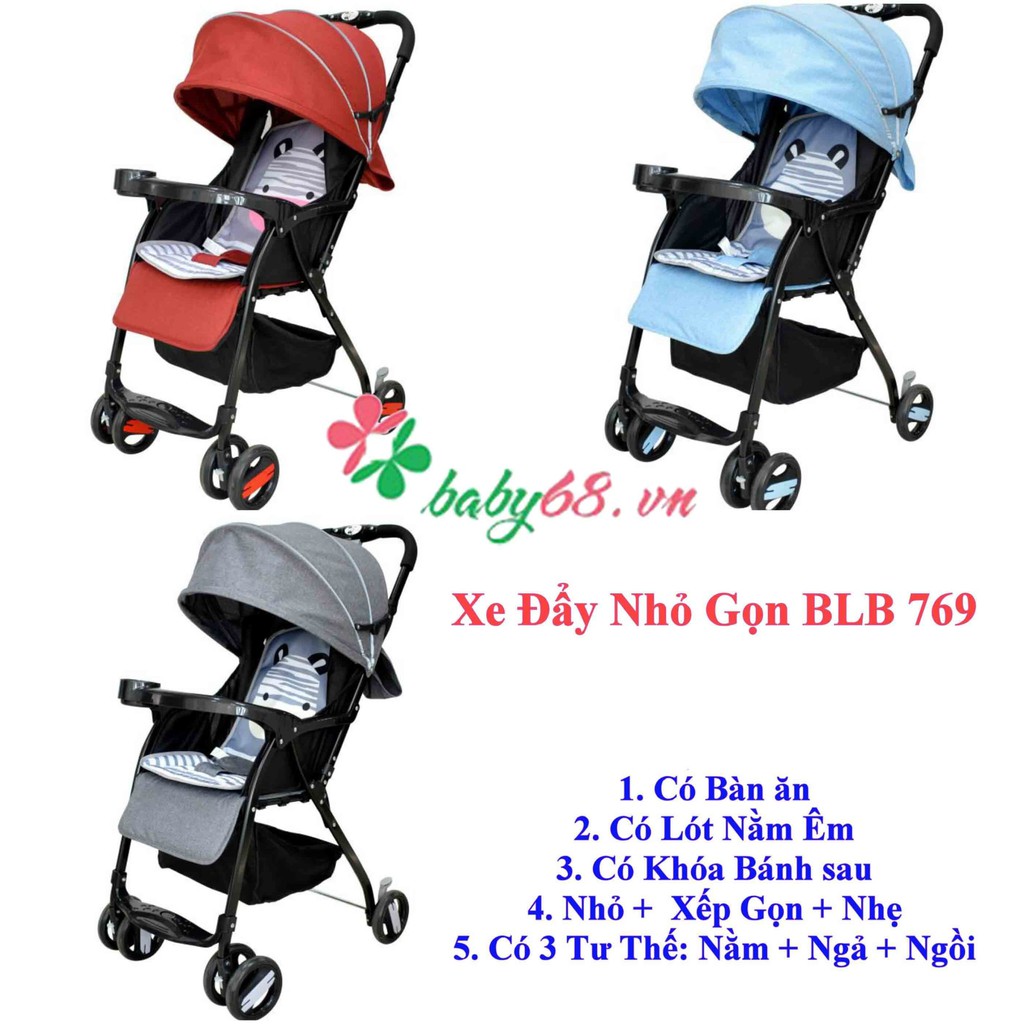( Tặng kèm đệm xe) Xe đẩy trẻ em baobaohao BLB 769 màu xanh