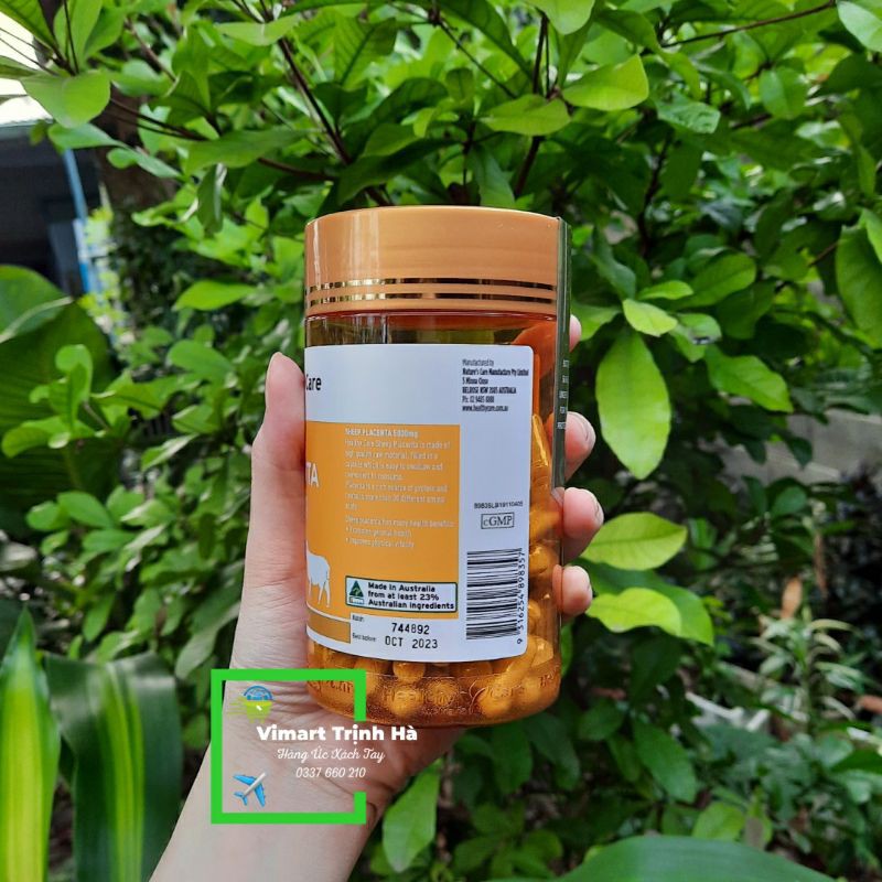 Viên uống nhau thai cừu Healthy care sheep Placenta 5000mg Úc Hộp 100 viên