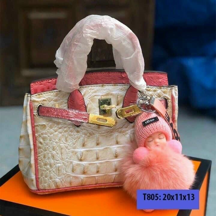 Túi Xách Hm Birkin Vân Cá Sấu Size 20 Tặng Kèm Khăn Nơ