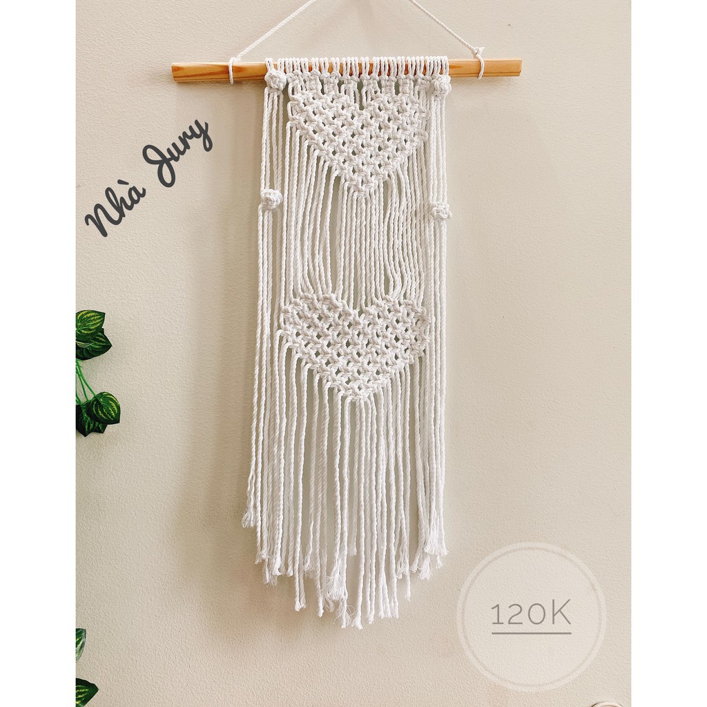 [Giá ưu đãi] Màn Macrame trang trí họa tiết trái tim.