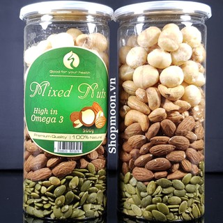 Mixed nuts 4 loại hạt dinh dưỡng macca, hạt bí xanh, hạnh nhân, hạt điều đã tách vỏ