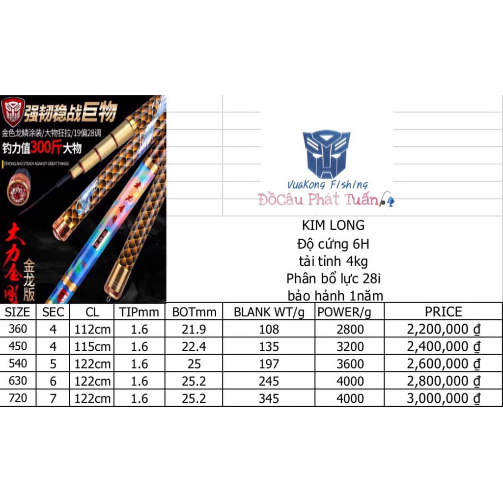 CẦN TAY VUAKONG KIM LONG 6H SĂN HÀNG