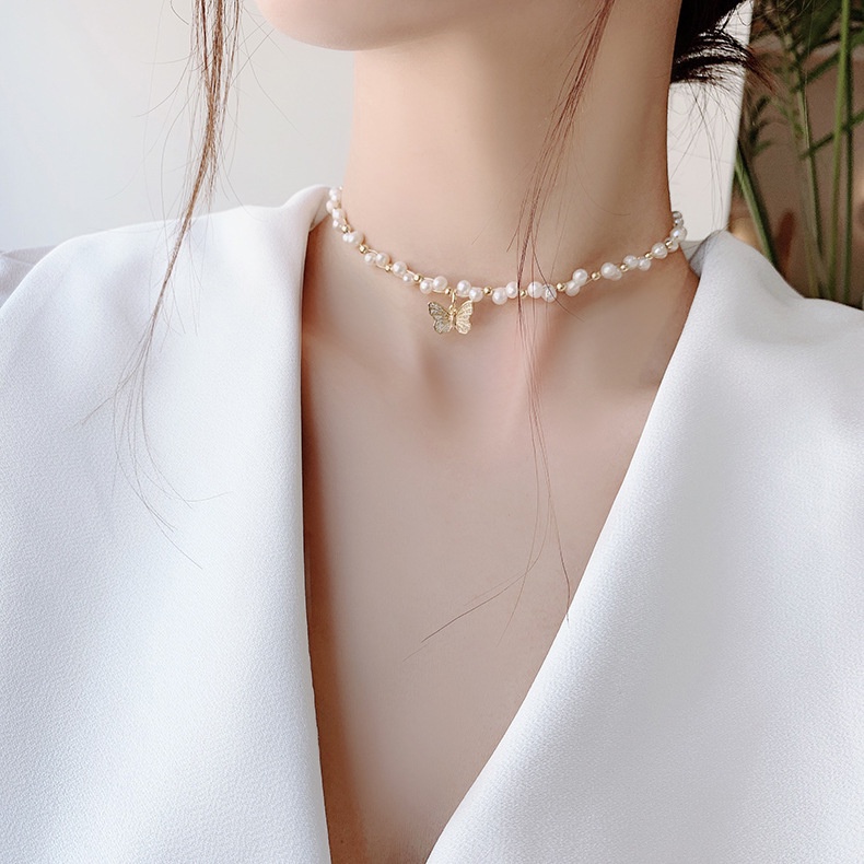 Chuỗi Hạt Ngọc Trai Tự Nhiên Hình Khoai Tây Chiên Và Bướm