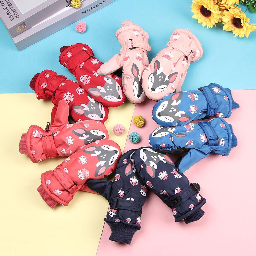 Găng Tay Trượt Tuyết Mùa Đông Dày Dặn Ấm Áp Chống Trượt Họa Tiết Hoạt