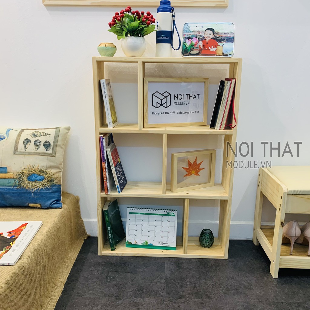 Gía sách đa năng, kệ sách treo tường gỗ thông tự nhiên nguyên tấm ( không phải loại ghép thanh ) 90*60 cm