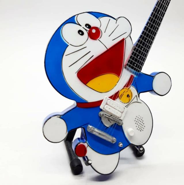Mô Hình Đàn Guitar Doraemon Mini Kèm Giá Đỡ Dùng Trang Trí Nhà Cửa