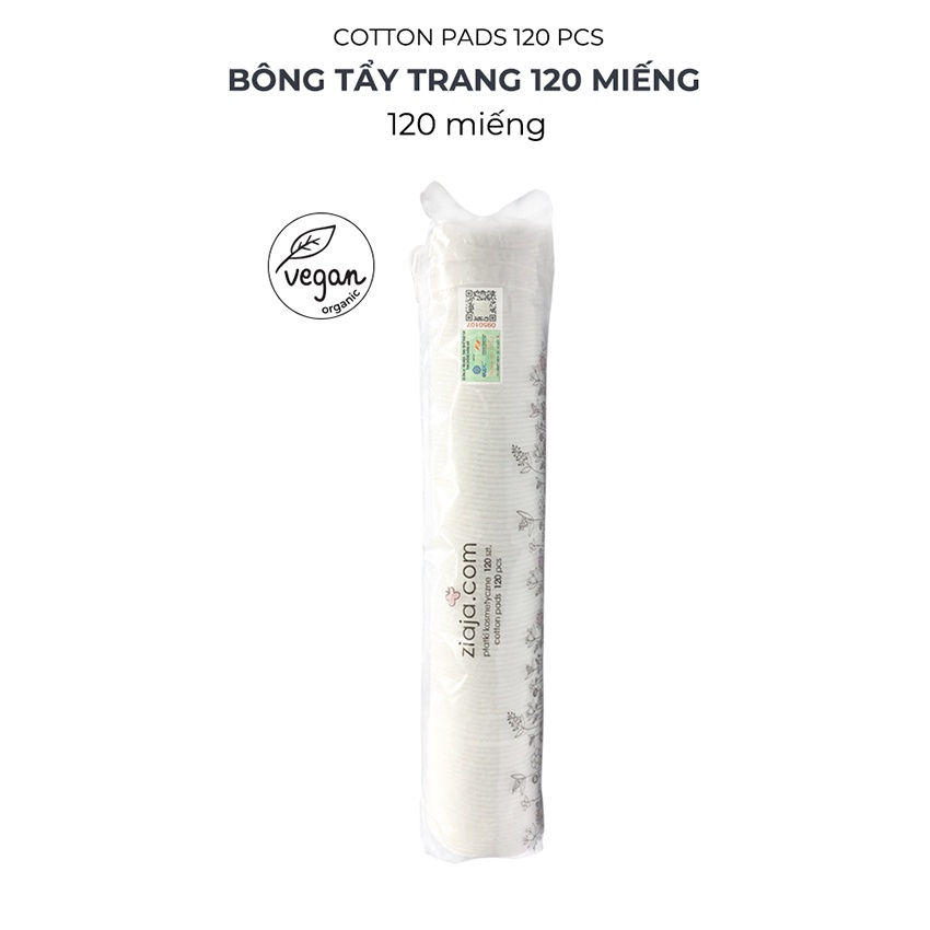 Bông Tẩy Trang Ziaja 3 Lớp VEGE ORGANIC Cotton 120 Miếng Mềm Mịn