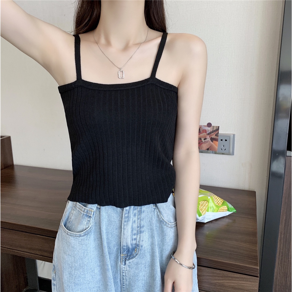Áo hai dây ZHELIHANGFEI dệt kim mỏng thời trang mùa hè xinh xắn dành cho nữ