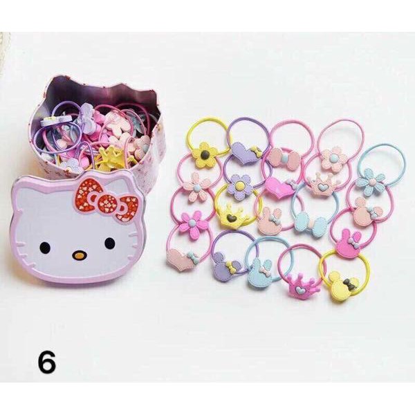 Chun tóc hộp sắt hình mèo Hello Kitty 30 chiếc