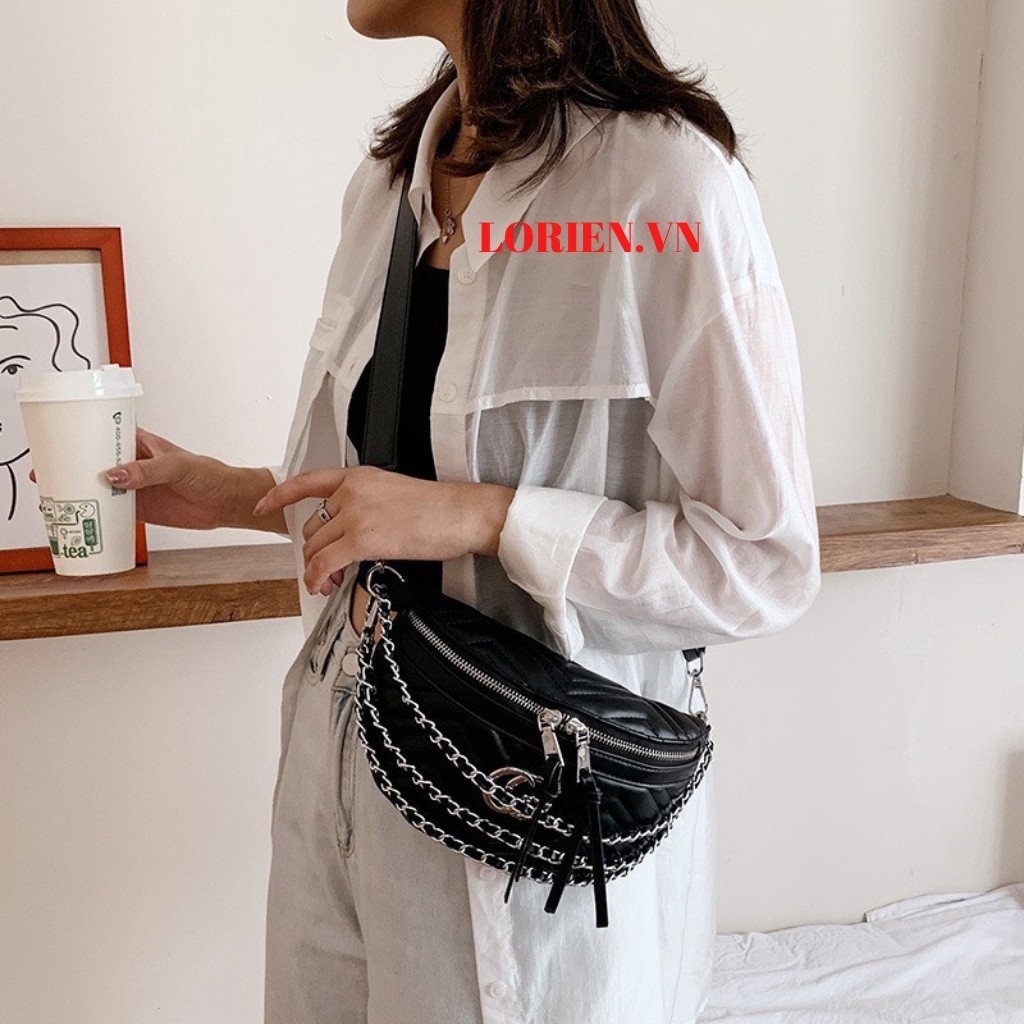 Túi bao tử nữ da cao cấp cực đẹp siêu cá tính LORIEN túi đeo chéo phong cách Hàn Quốc đi chơi siêu đẹp chất da cực chất | BigBuy360 - bigbuy360.vn