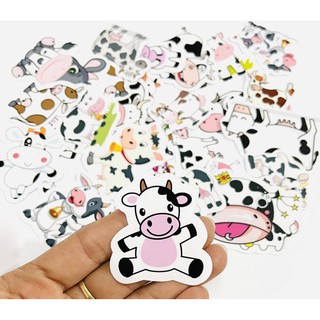 Sticker bò sữa 30-60 cái ép lụa/ hình dán bò sữa