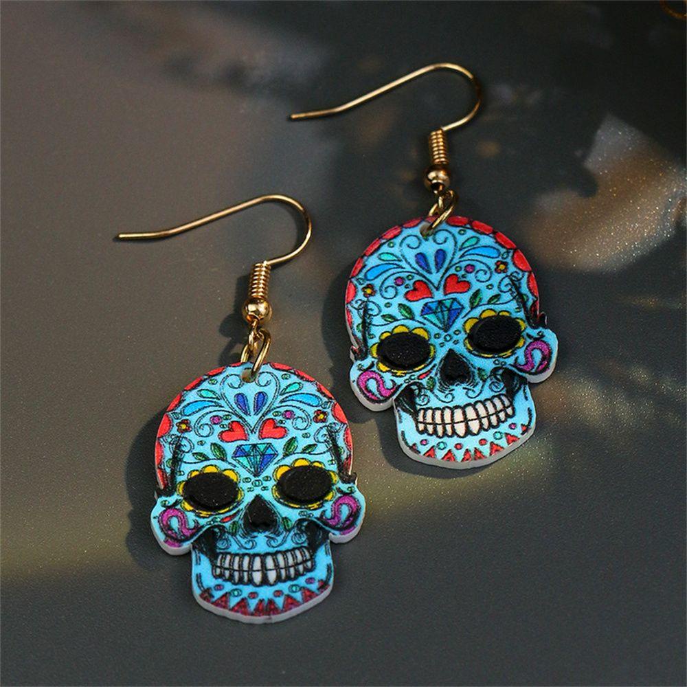 Khuyên Tai Mặt Hình Đầu Lâu Độc Đáo Phong Cách Halloween Cho Cặp Đôi