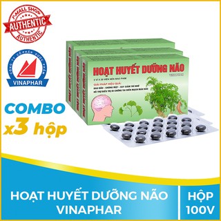 Combo 3 hộp Hoạt huyết dưỡng não Vinaphar, Hộp 100 viên