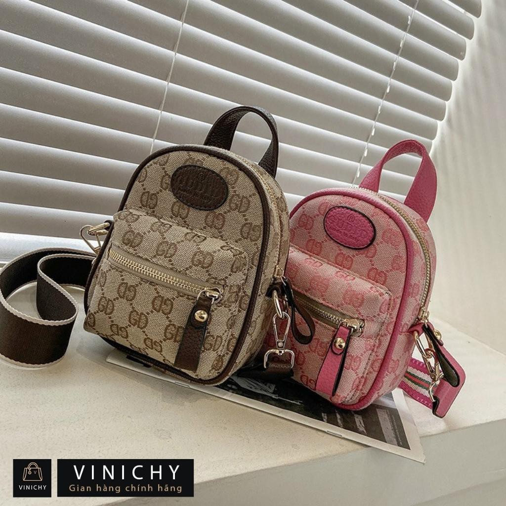 Balo nữ nhỏ, mini, đeo chéo, túi đi chơi, đi học VINICHY, da cao cấp size 14cm HA069