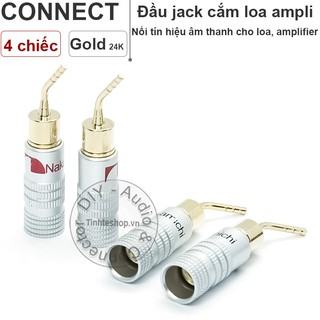 4 chiếc - rắc cắm loa âm ly mỏ chim 2.5mm gold 24k od5mm - đầu đổi từ bắp chuối sang mỏ chim