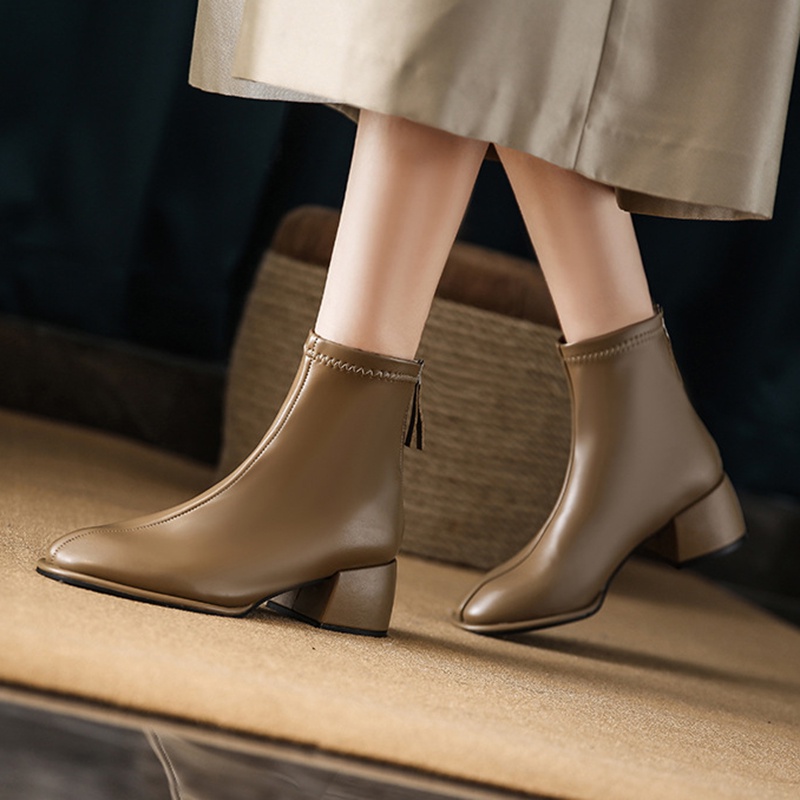 Giày bốt martin IELGY gót vừa có khóa kéo sau phong cách Hàn Quốc dành cho nữ