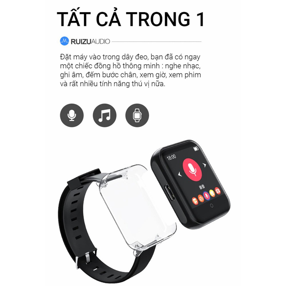 (Quà tặng 99k) Máy nghe nhạc thể thao smartwatch Ruizu M8 (8GB, Bluetooth)