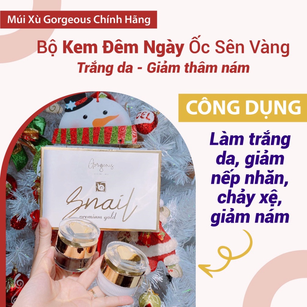 [Chính Hãng] Bộ đôi kem dưỡng da ốc sên ngày đêm Múi Xù GORGEROUS - chống lão hóa dưỡng sáng da