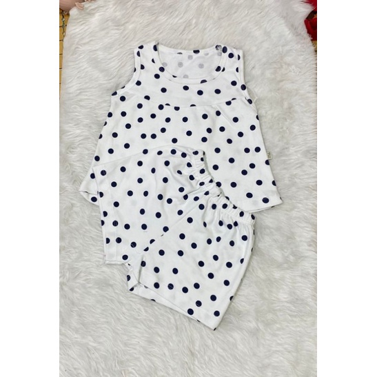 Bộ thun trắng chấm bi đen bé gái size từ 11_21kg