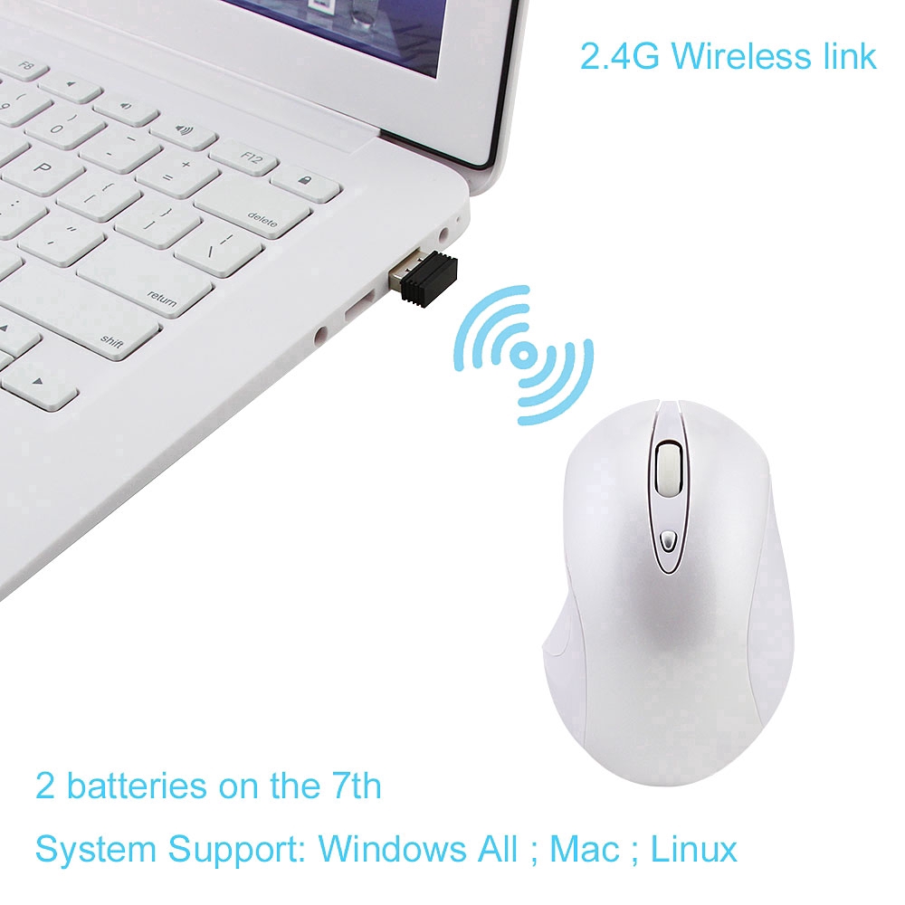 Chuột quang mini không dây 2.4G 1600DPI hoạt động im lặng cho Laptop/ máy tính bàn
