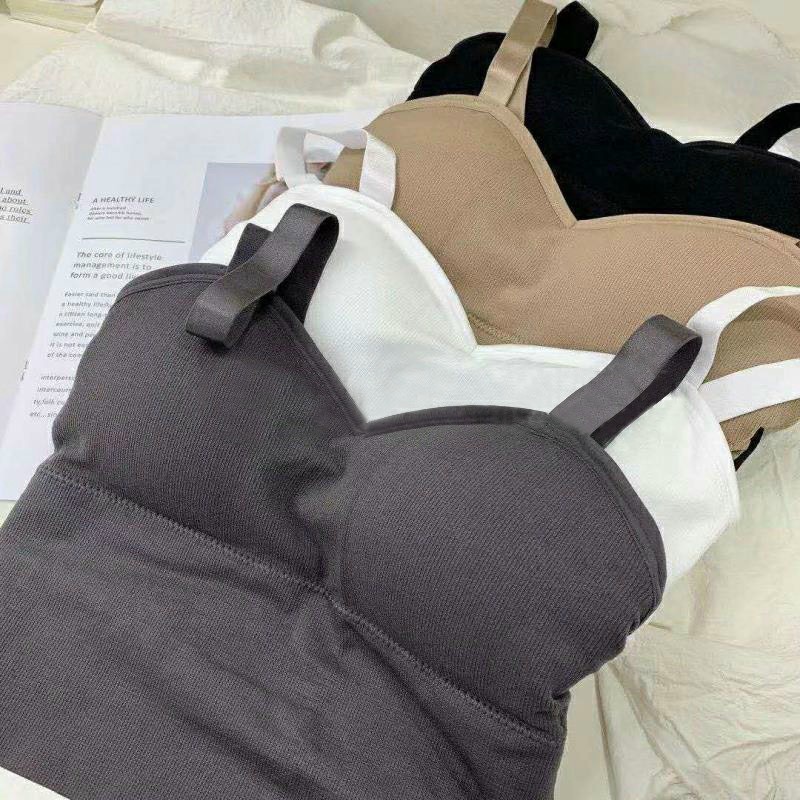Áo 2 Dây - Áo Ngực Bra Thân Dài 2 Dây Cotton Len Tăm Kiểu Dáng Hàn Quốc Có Đệm Ngực 949