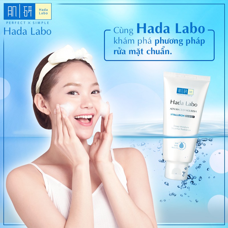 Kem rửa mặt dưỡng ẩm tối ưu Hada Labo Advanced Nourish Hyaluron Cleanser (Tub 80g)