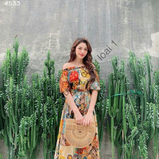 ĐẦM MAXI THỔ CẨM BẸT VAI _Loại 1