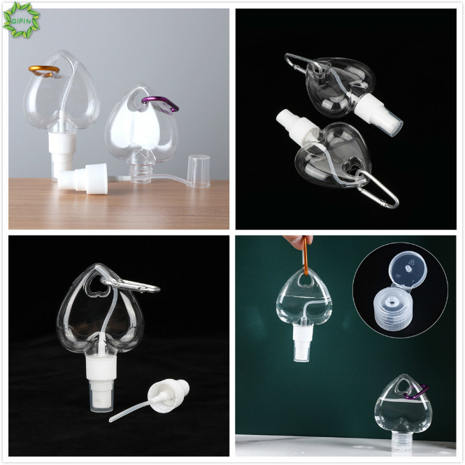 [Hàng mới về] Chai rỗng hình trái tim dạng xịt dùng đựng dung dịch rửa tay màu trong suốt có móc treo tiện dụng 50ml