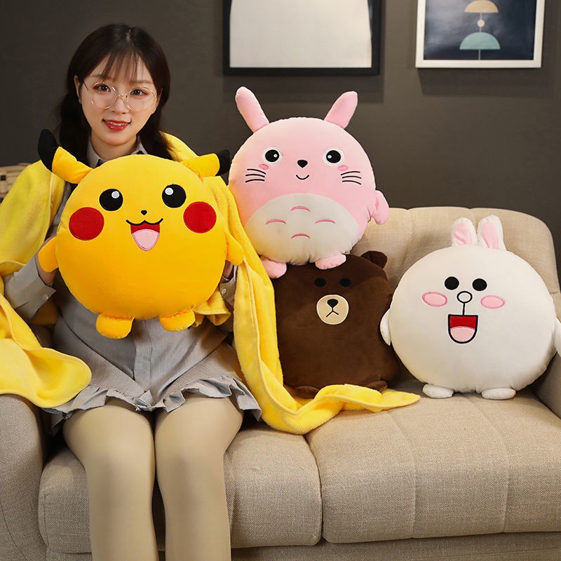 Hoạt Hình Gối Ôm Nhồi Bông Giữ Ấm Tay Mềm Mại Hình Pikachu Đáng Yêu