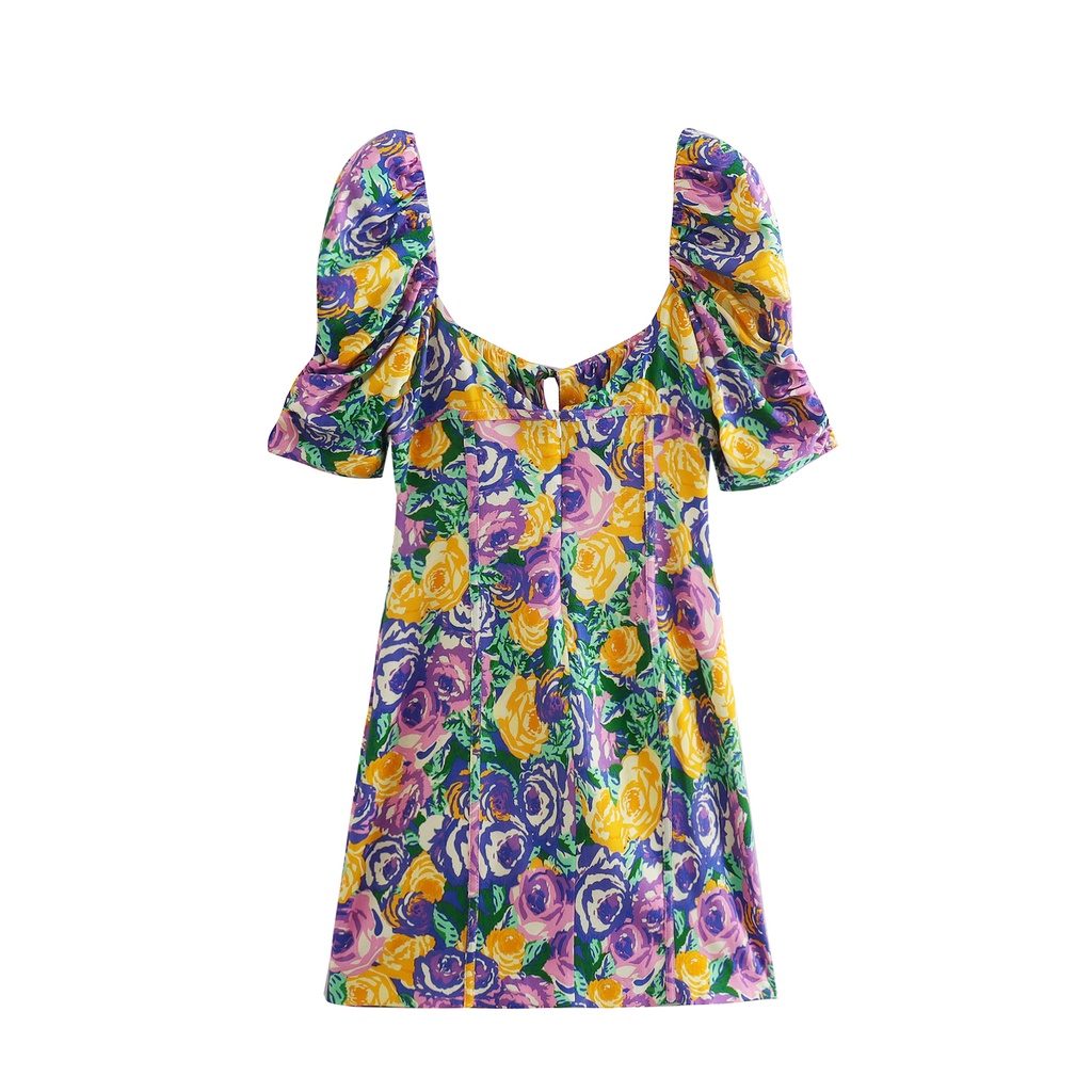 Zara Morocco full tag - Đầm Zara họa tiết hoa rose nhiều màu DH10OGG46N8