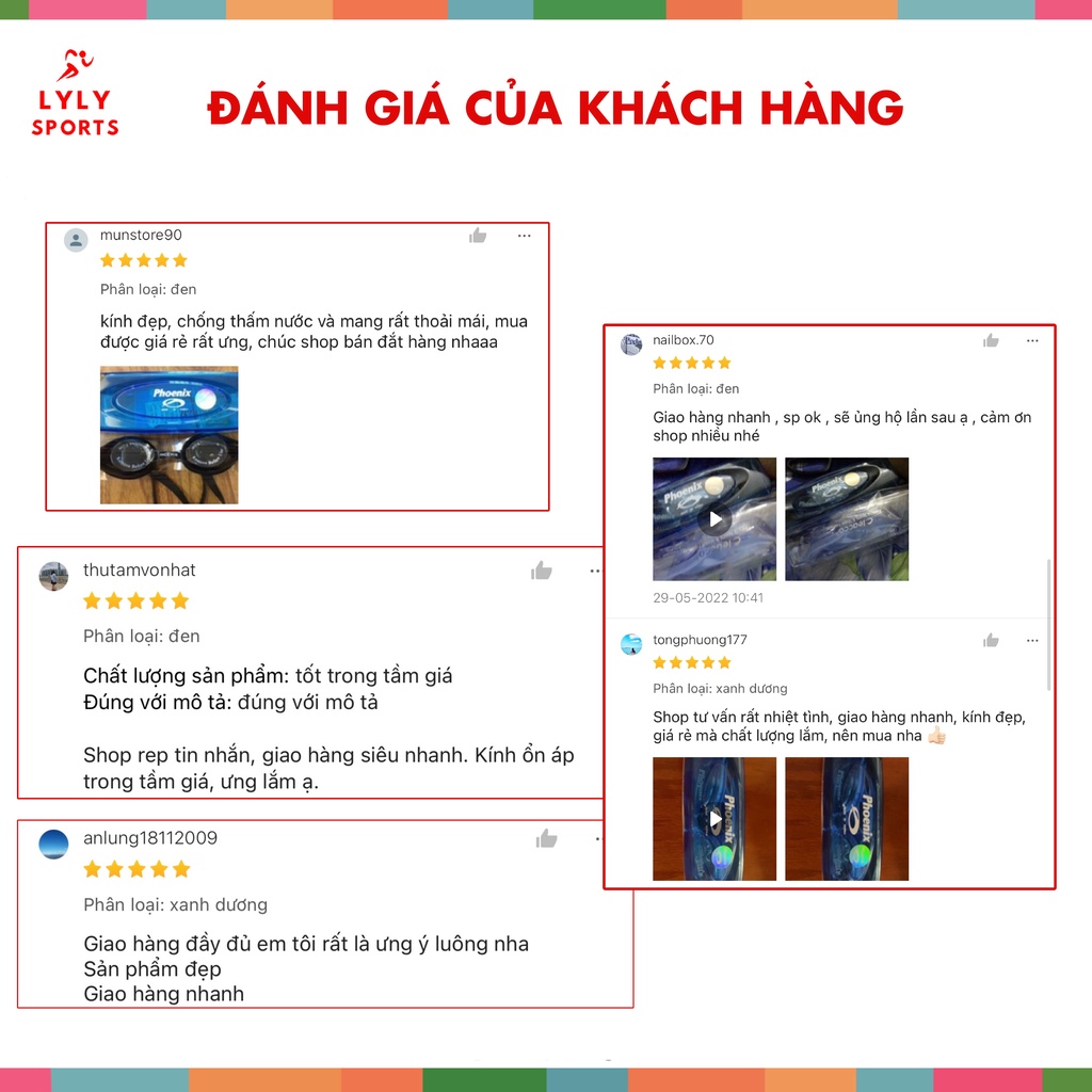 Kính Bơi PHOENIX 203 giá rẻ dành cho người lớn và trẻ em, kính bơi chống nước có dây điều chỉnh - LYLYSPORTS
